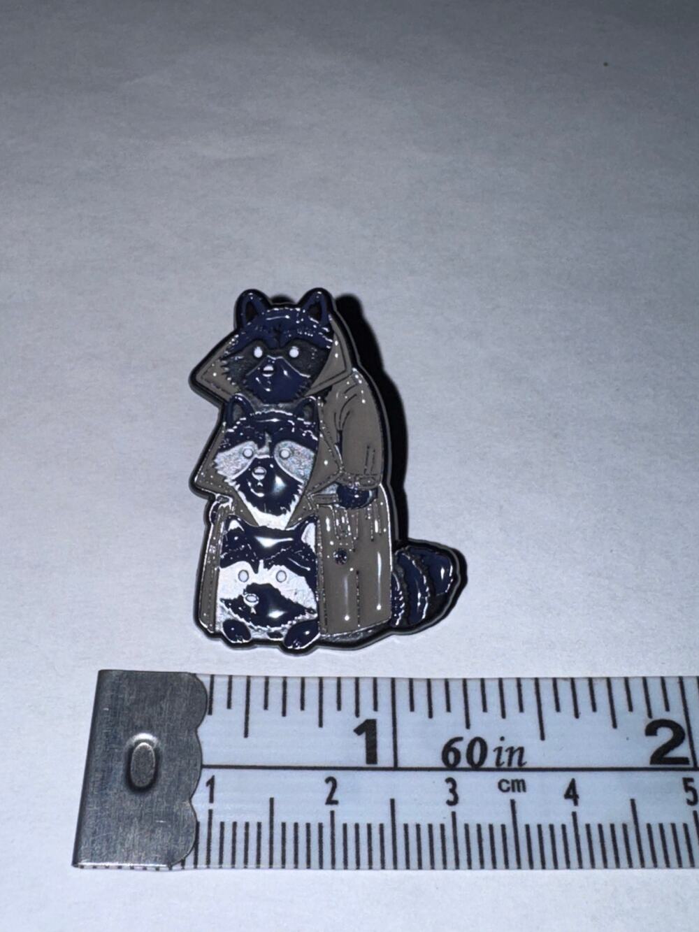 Raccoons in Trench Coat Pin Brooch
